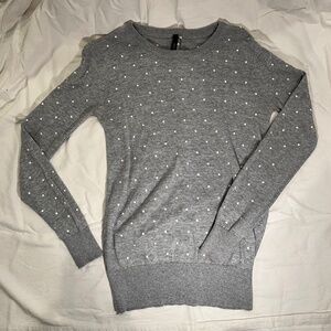 Gray with White Polka Dot Lightweight Sweater